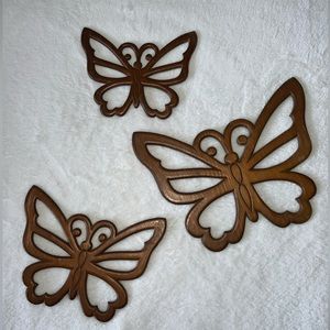 Vintage Wooden Butterfly Wall Decor Set of 3